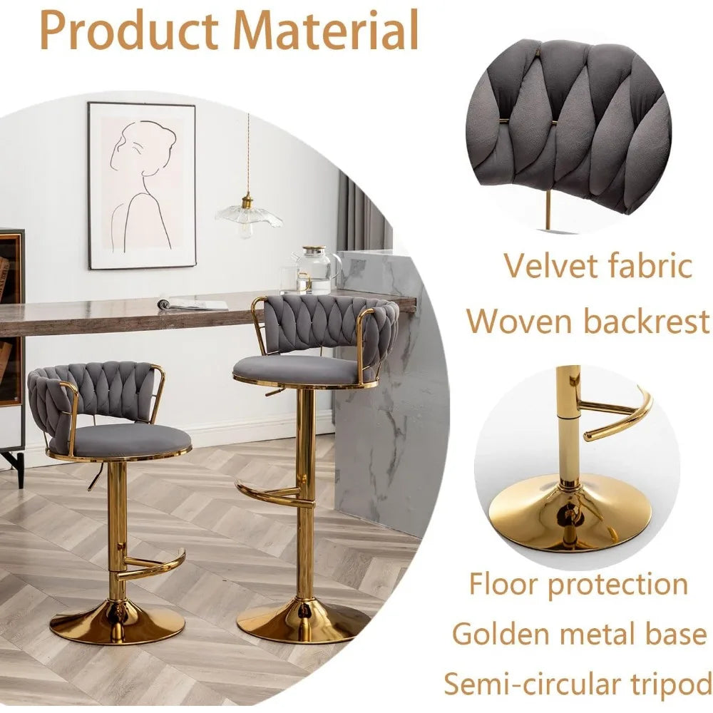 Counter Height Velvet Bar Stools Set of 4