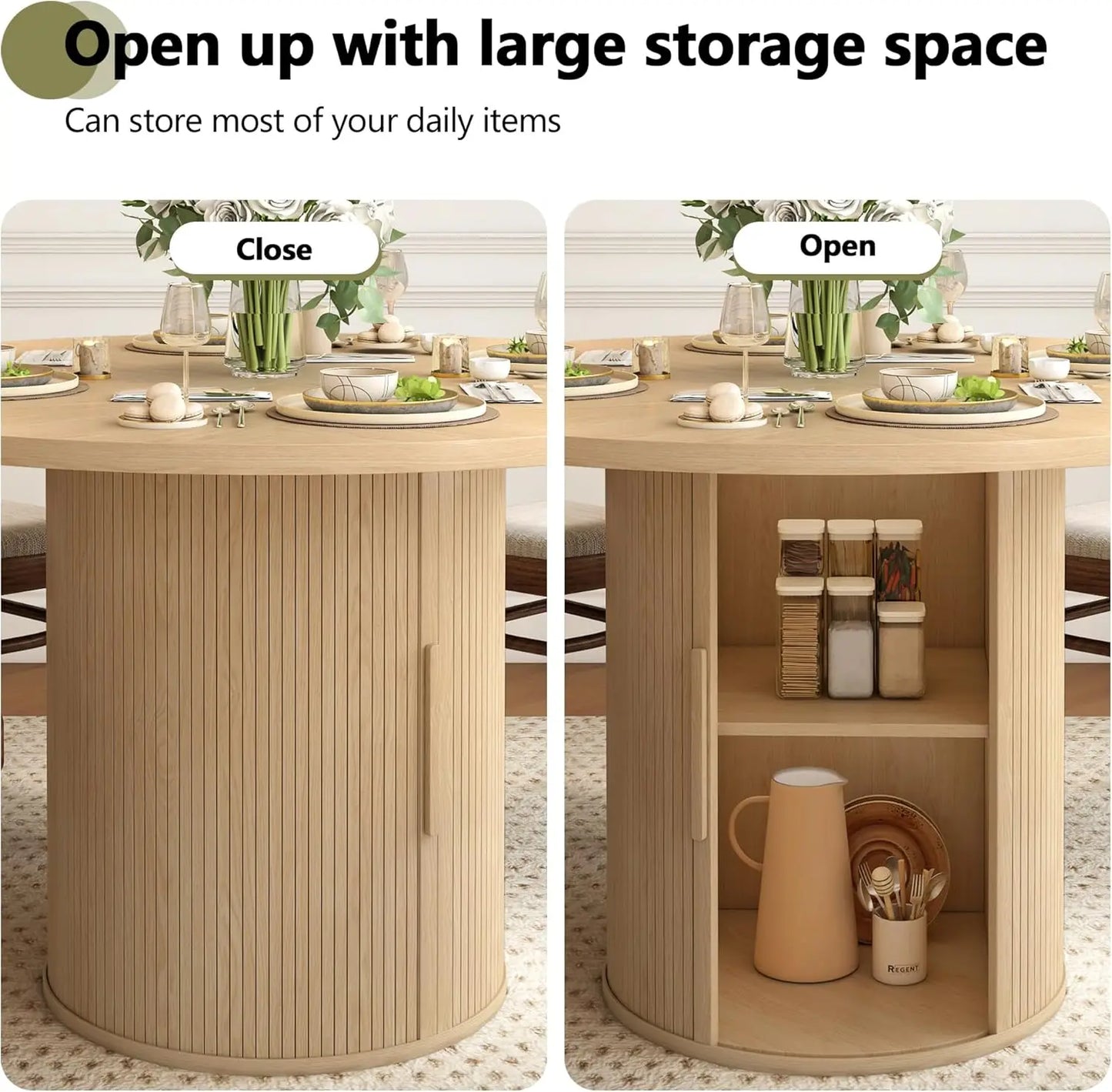 Harrow 47" Round Dining Table With Storage