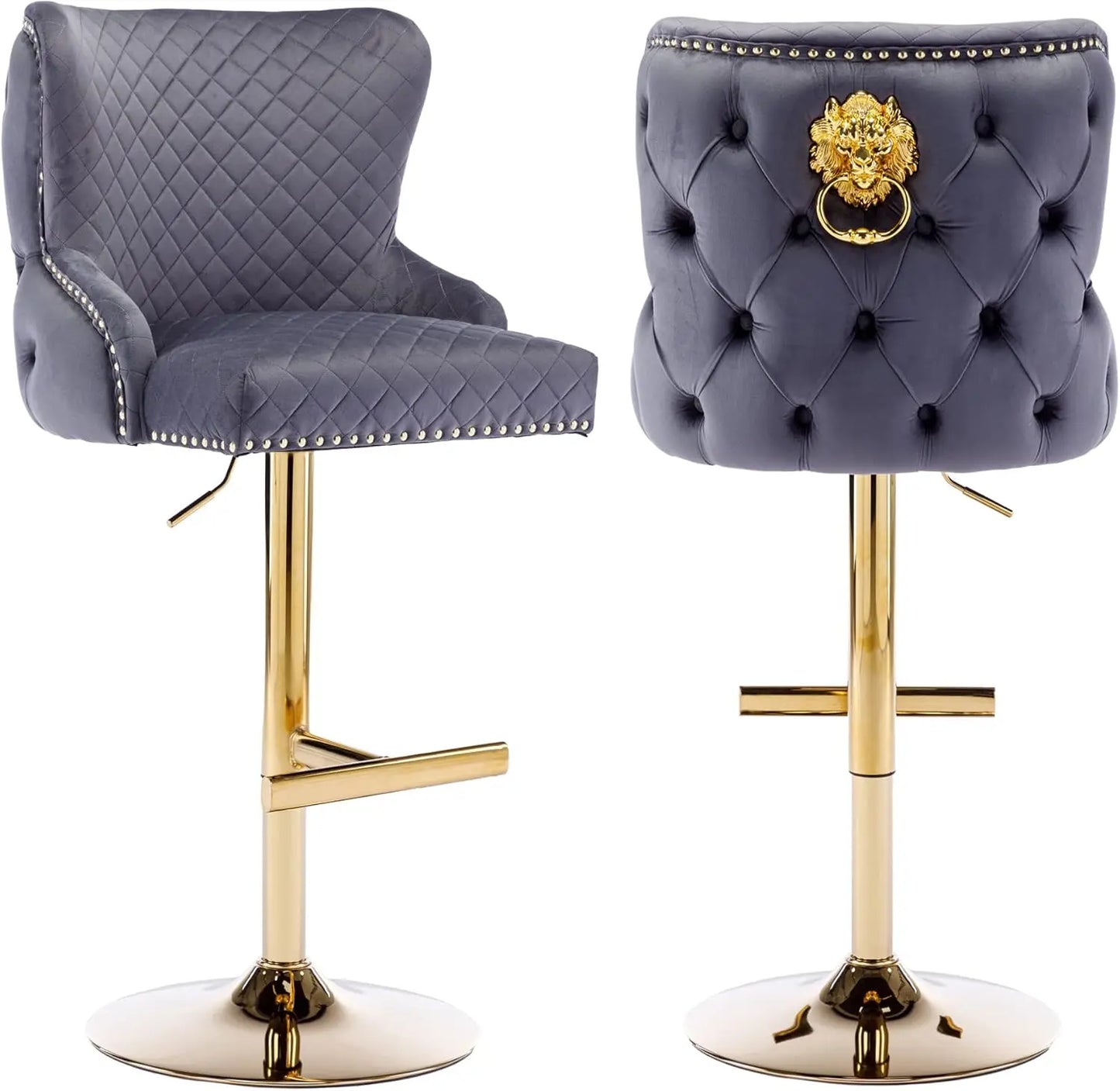 Pull Ring Velvet Barstools Set of 2