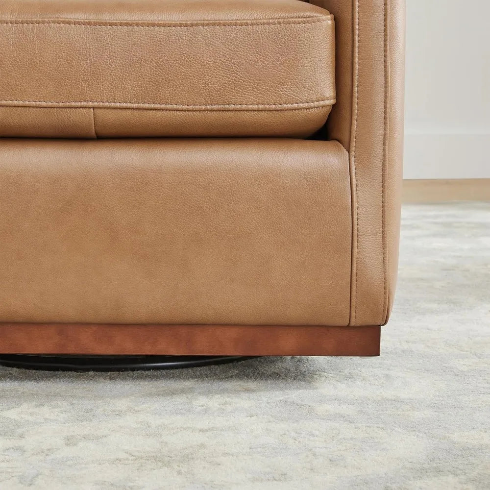 Genuine Leather Swivel Lounge Chair