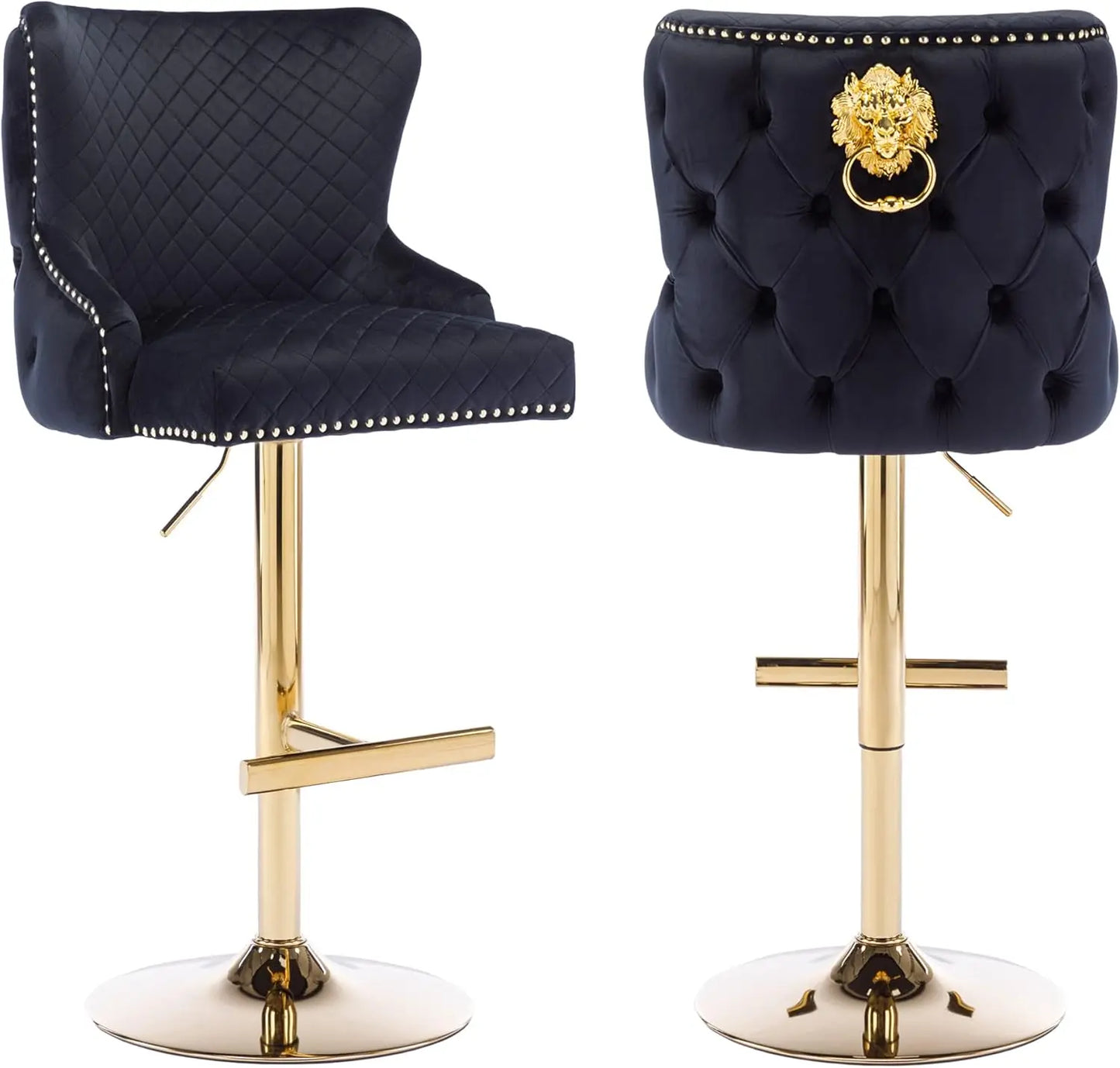 Pull Ring Velvet Barstools Set of 2