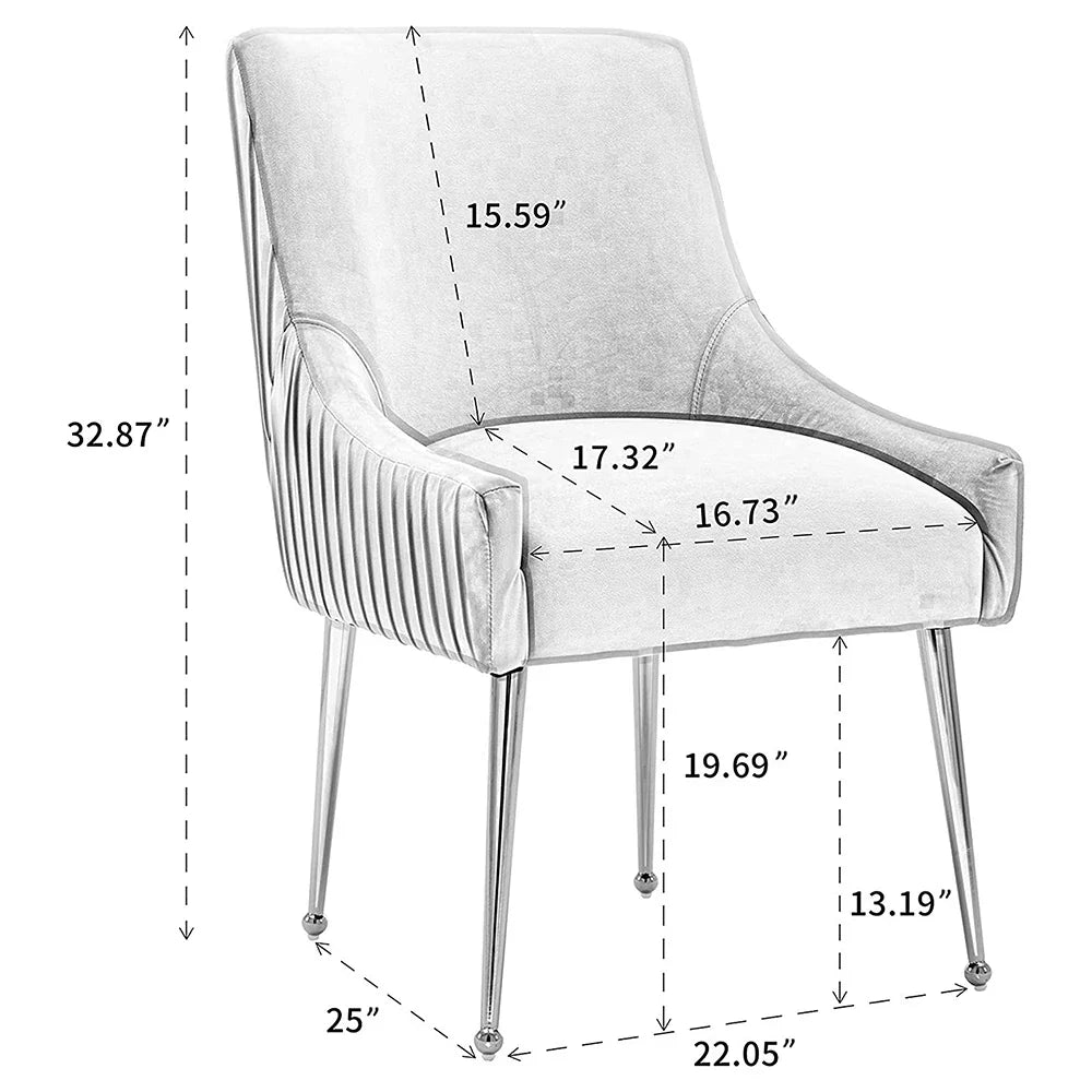Modern Glam Boucle Pleated Velvet Dining Chair Set of 4