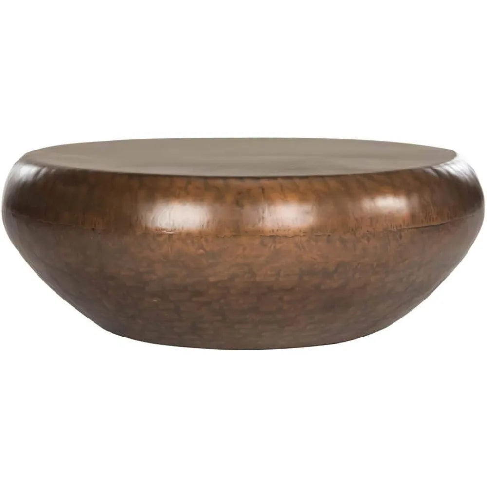 The 39" Iron Coffee Table by Morsale features a polished brown surface with a sleek, curved design. Its glossy finish reflects light beautifully, adding modern sophistication and industrial charm to any room.