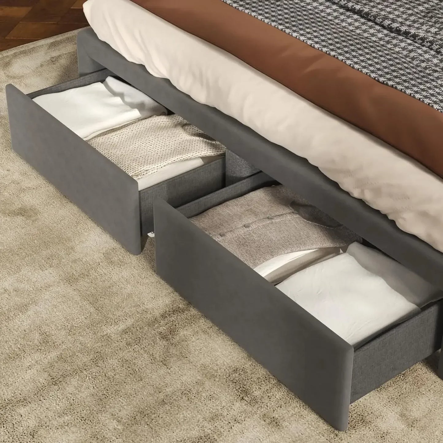 Gio Velvet Queen Bed with Storage