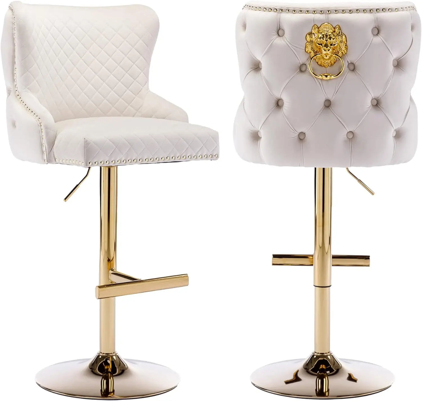 Pull Ring Velvet Barstools Set of 2