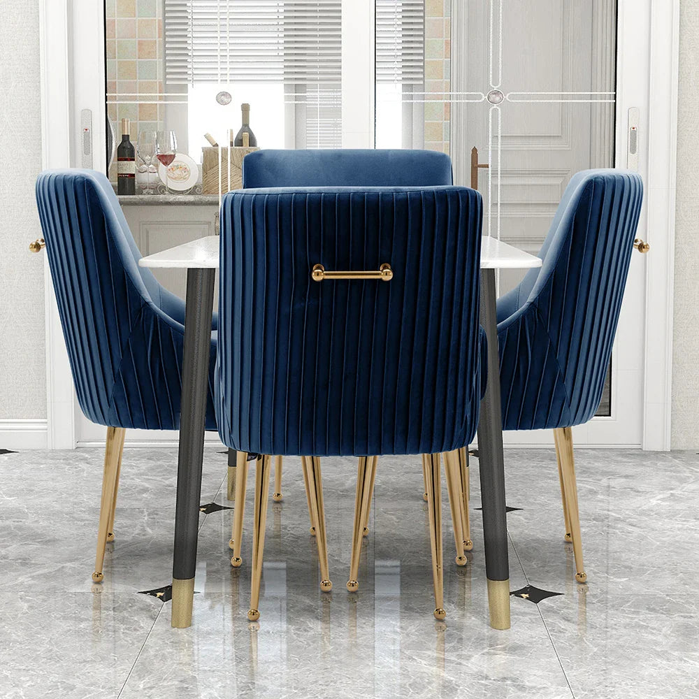 Modern Glam Boucle Pleated Velvet Dining Chair Set of 4