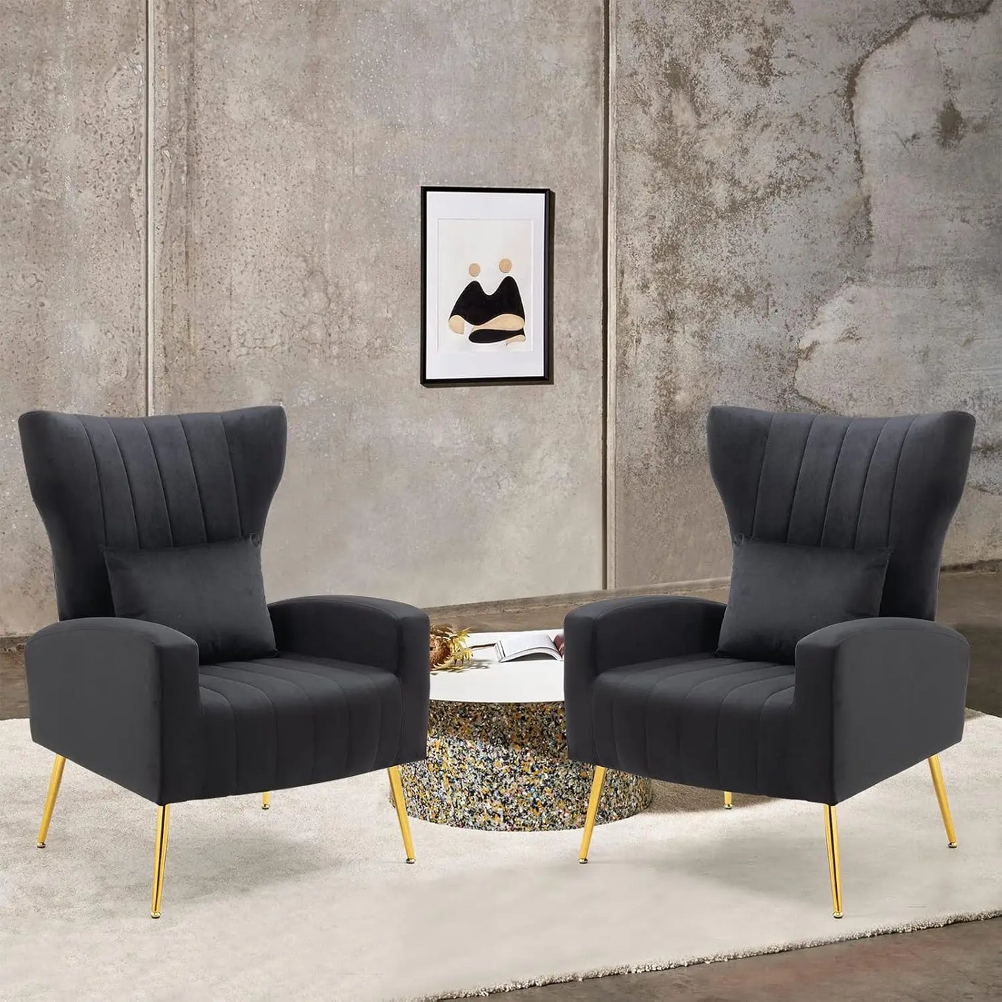 Modern Velvet Lounge Chairs Set Of 2