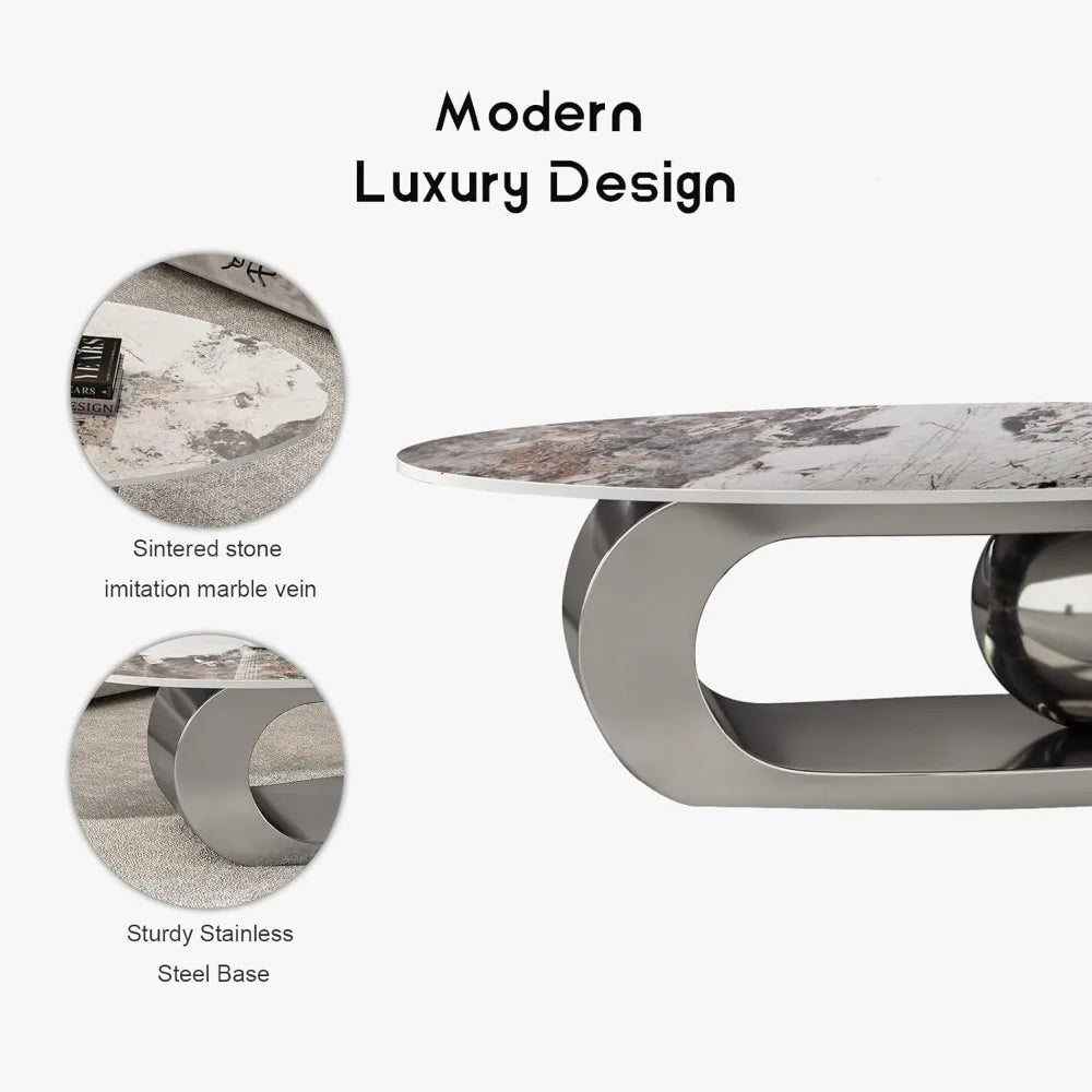 Modern Coffee Table, Steel Base & Ceramic Top