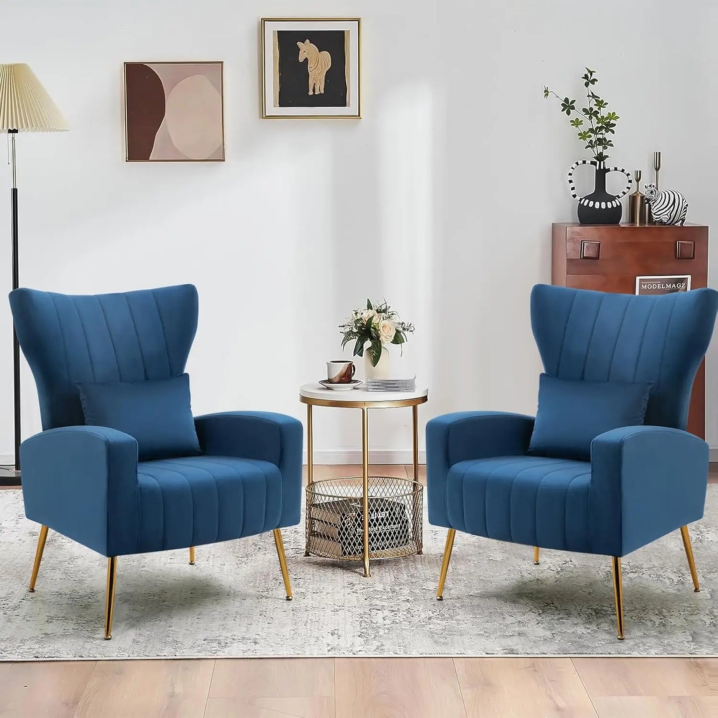 Modern Velvet Lounge Chairs Set Of 2