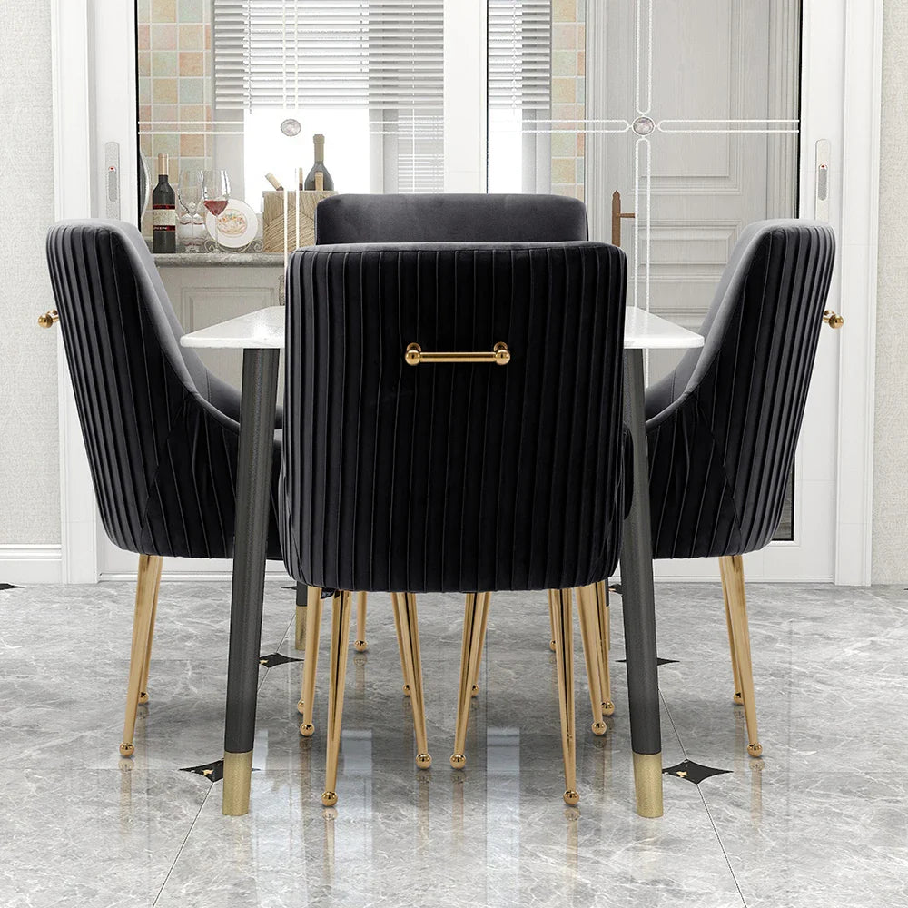 Modern Glam Boucle Pleated Velvet Dining Chair Set of 4