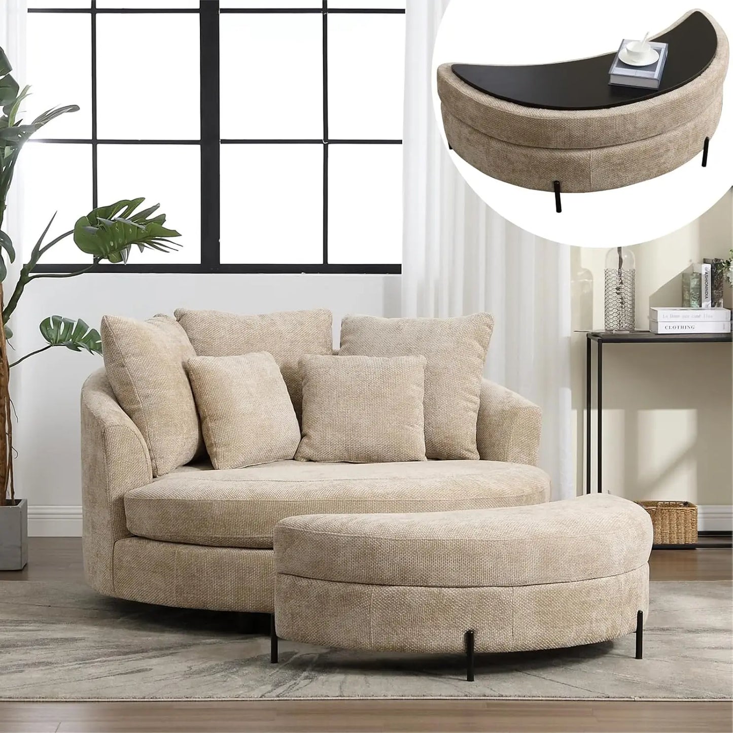 59.8"  Oversized Accent Barrel Sofa Chair