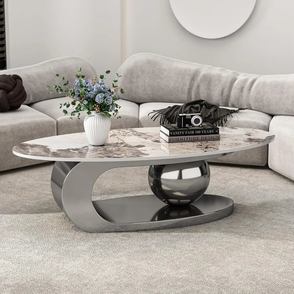 Modern Coffee Table, Steel Base & Ceramic Top