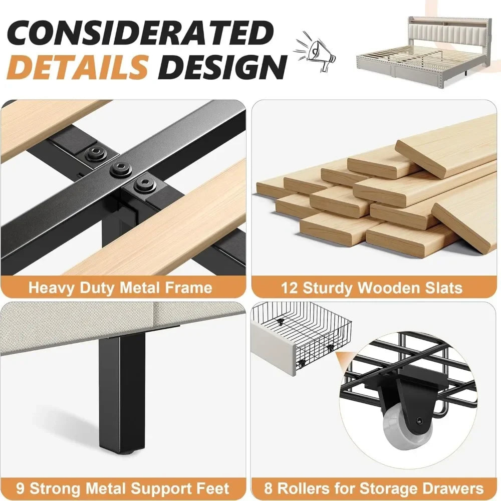 Verano Bed Frame with Storage and Headboard