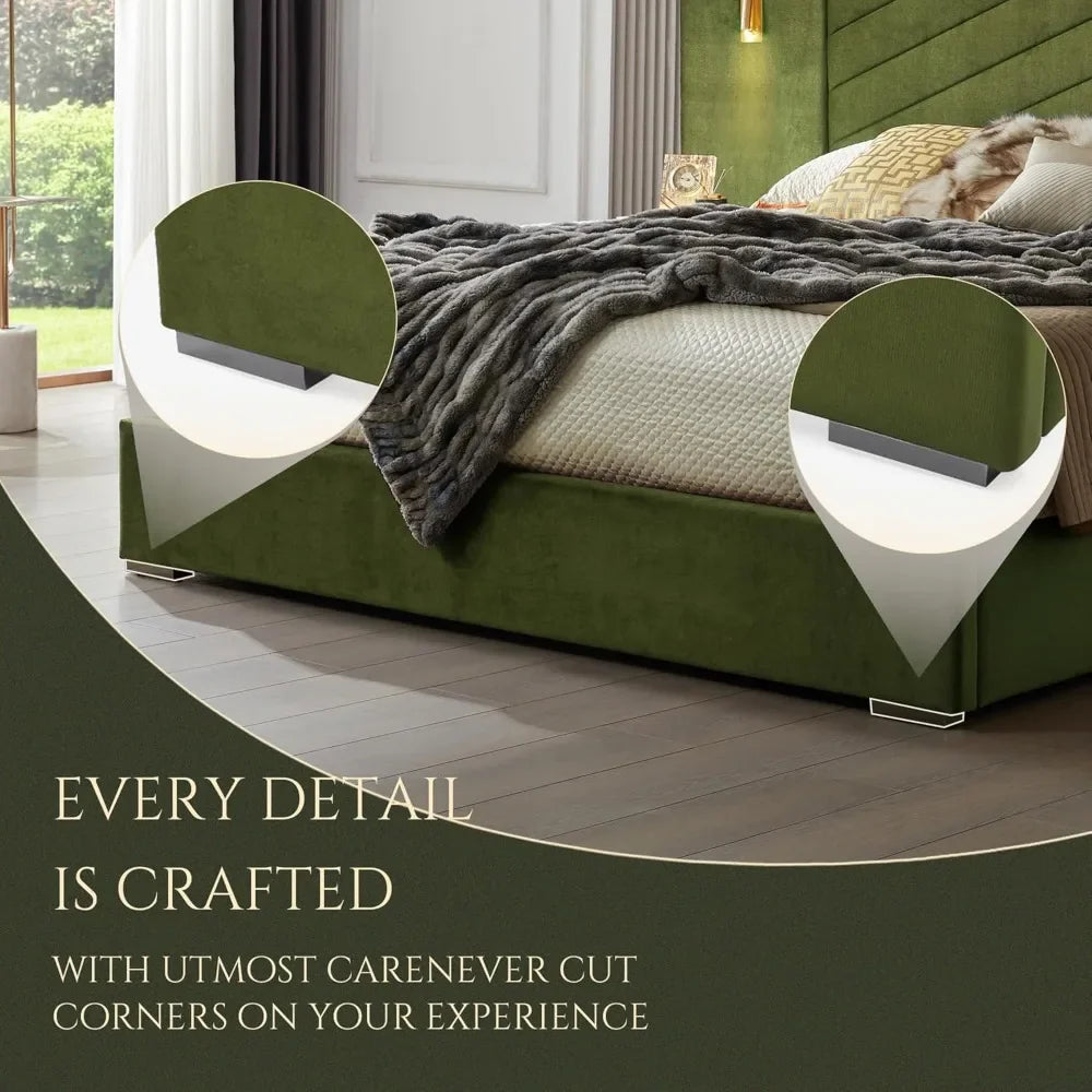 King Size Bed With Lighting & Bedside Tables
